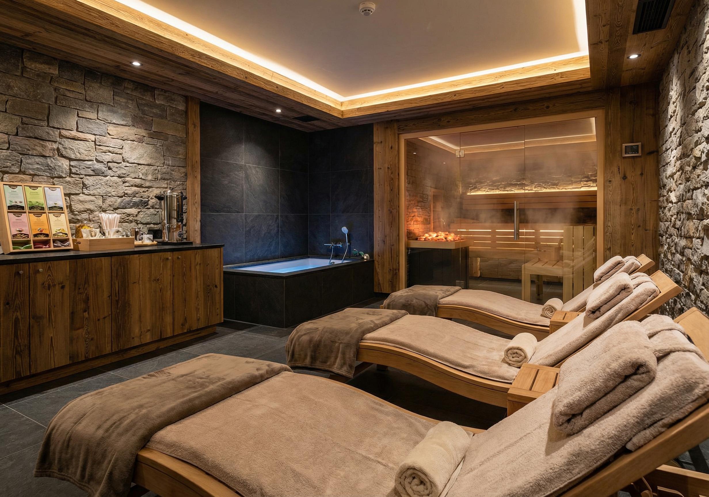 Wellness recovery sauna area
